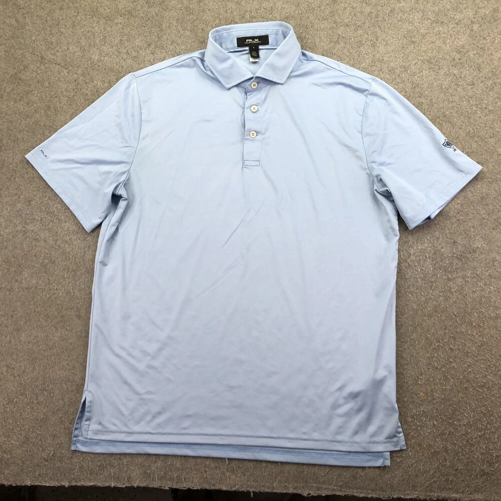 RLX Ralph Lauren Polo Shirt Mens Medium Blue Solid Lightweight Golf Performance